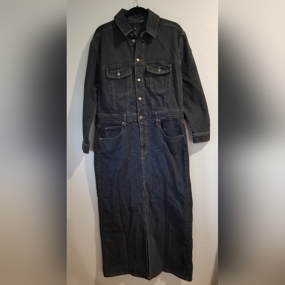 Women's Long Sleeve Denim Maxi Dress - Universal Thread Black Wash - Picture 3 of 7